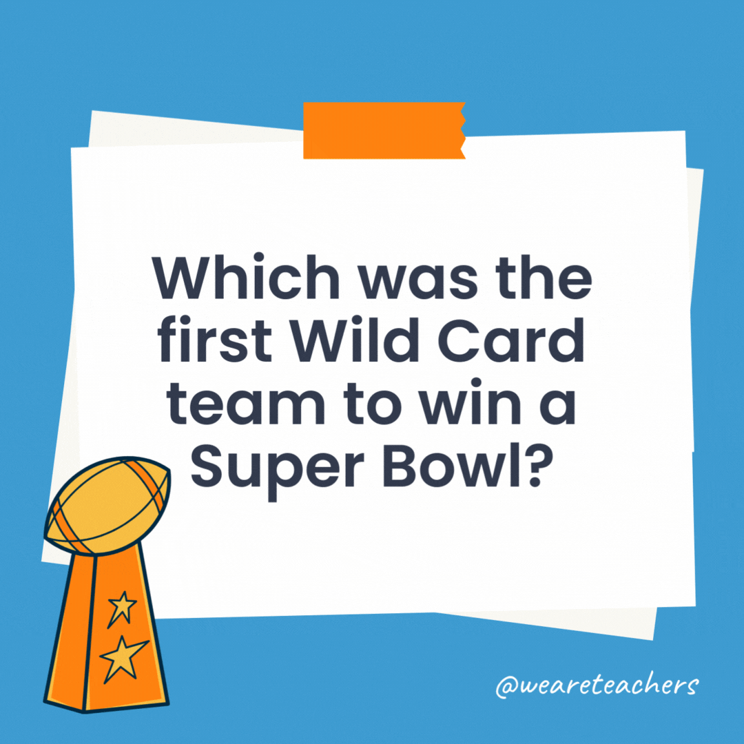 Which was the first Wild Card team to win a Super Bowl? The Oakland Raiders in Super Bowl XV (1980). Which was the first Wild Card team to win a Super Bowl?
The Oakland Raiders in Super Bowl XV (1980).