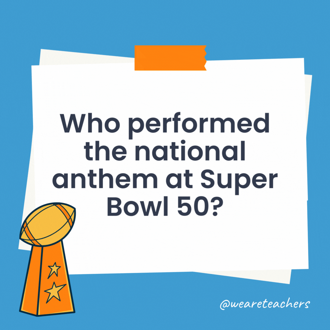 Who performed the national anthem at Super Bowl 50? Lady Gaga sang “The Star Spangled Banner.” Who performed the national anthem at Super Bowl 50?
Lady Gaga sang "The Star Spangled Banner."