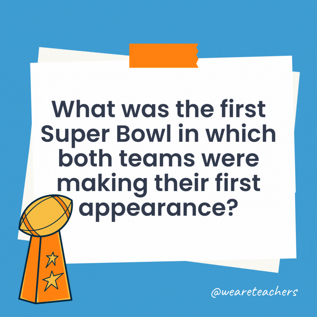 What was the first Super Bowl in which both teams were making their first appearance? The first Super Bowl where both teams were making their first appearance was Super Bowl XX, held on January 26, 1986, when the Chicago Bears achieved victory over the New England Patriots. What was the first Super Bowl in which both teams were making their first appearance?
The first Super Bowl where both teams were making their first appearance was Super Bowl XX, held on January 26, 1986, when the Chicago Bears achieved victory over the New England Patriots.