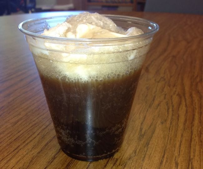 Root Beer Float Science A root beer float in a clear plastic cup