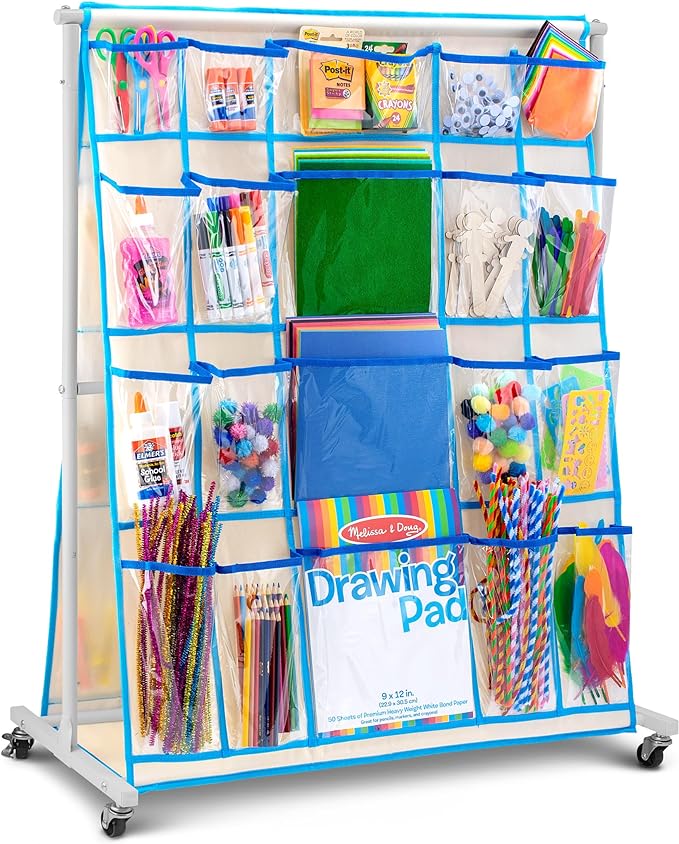 cart-clear cart with clear pockets for supplies