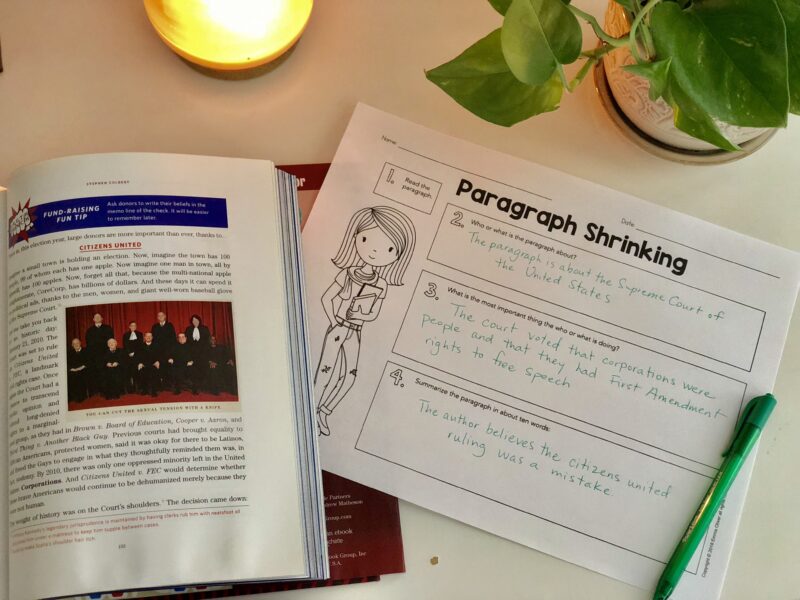 paragraph-shrinking paragraph shrinking example of a graphic organizer